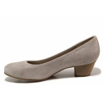 Бежови анатомични дамски обувки със среден ток, здрава еко-кожа - ежедневни обувки за пролетта и лятото N 100019210