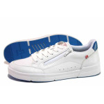 Бели мъжки спортни обувки, естествена кожа - спортни кецове за пролетта и лятото N 100019221
