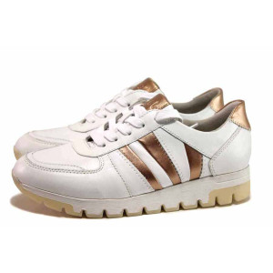 Бели анатомични спортни дамски обувки, естествена кожа - спортни обувки за пролетта и лятото N 100019232