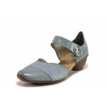 Сини анатомични дамски обувки със среден ток, естествена кожа - всекидневни обувки за пролетта и лятото N 100019233