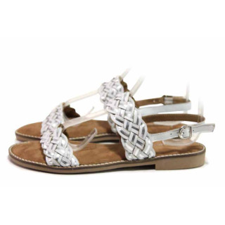 Бели дамски сандали, здрава еко-кожа - всекидневни обувки за пролетта и лятото N 100019244