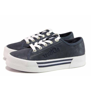 Тъмносини анатомични анатомични анатомични спортни дамски обувки, здрава еко-кожа - спортни кецове за пролетта и лятото N 100019241