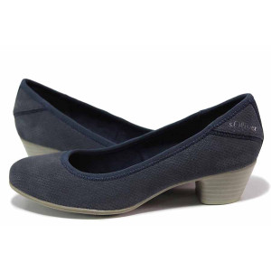 Сини анатомични анатомични дамски обувки със среден ток, здрава еко-кожа - всекидневни обувки за пролетта и лятото N 100019262