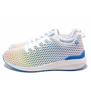 Бели анатомични спортни дамски обувки, текстилна материя - спортни обувки за пролетта и лятото N 100019272