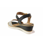 Черни анатомични дамски сандали, здрава еко-кожа - всекидневни обувки за лятото N 100019275