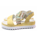 Жълти дамски сандали, здрава еко-кожа - ежедневни обувки за лятото N 100019738