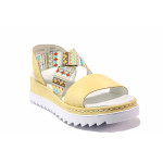 Жълти дамски сандали, здрава еко-кожа - ежедневни обувки за лятото N 100019738