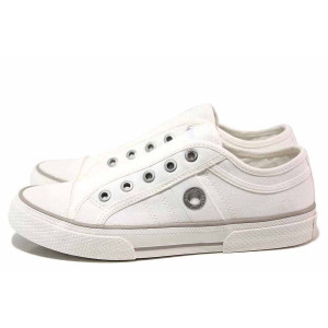 Бели анатомични спортни дамски обувки, текстилна материя - спортни кецове за пролетта и лятото N 100019771