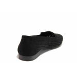 Черни дамски обувки с равна подметка, качествен еко-велур - ежедневни обувки за пролетта и лятото N 100019762