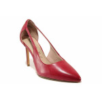 Розови анатомични дамски обувки с висок ток, естествена кожа - ежедневни обувки за целогодишно ползване N 100019766