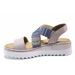 Лилави дамски сандали, еко-кожа и текстилна материя - всекидневни обувки за пролетта и лятото N 100019780