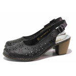 Черни анатомични дамски сандали, естествена кожа - всекидневни обувки за пролетта и лятото N 100019782