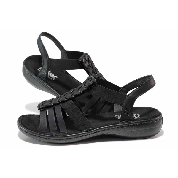 Черни анатомични дамски сандали, здрава еко-кожа - всекидневни обувки за лятото N 100019816