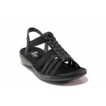 Черни анатомични дамски сандали, здрава еко-кожа - всекидневни обувки за лятото N 100019816