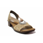 Бежови дамски сандали, здрава еко-кожа - всекидневни обувки за лятото N 100019829