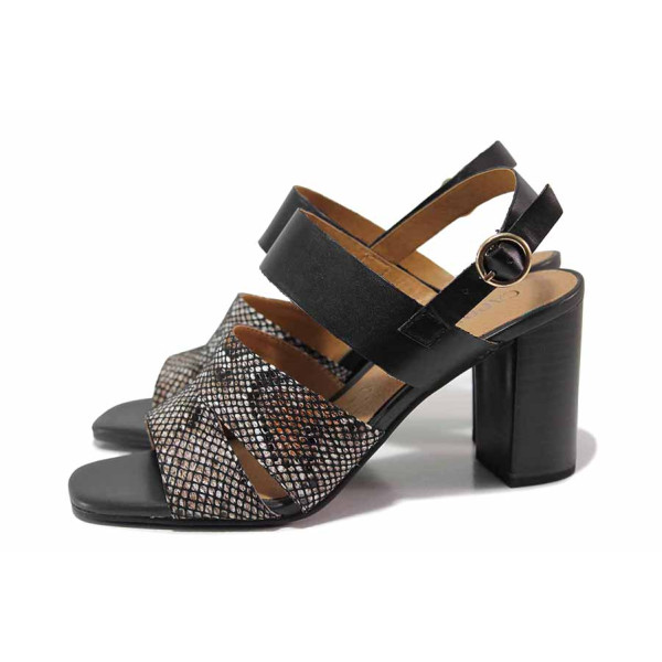 Черни анатомични дамски сандали, естествена кожа и еко-кожа - елегантни обувки за лятото N 100019833