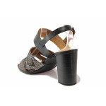 Черни анатомични дамски сандали, естествена кожа и еко-кожа - елегантни обувки за лятото N 100019833