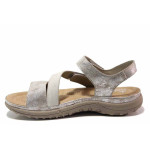 Сребристи дамски сандали, здрава еко-кожа - всекидневни обувки за лятото N 100019846