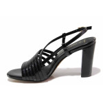 Черни анатомични дамски сандали, лачена еко кожа - официални обувки за лятото N 100019848