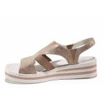 Розови дамски сандали, здрава еко-кожа - ежедневни обувки за лятото N 100019857