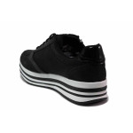 Черни анатомични спортни дамски обувки, здрава еко-кожа - всекидневни обувки за пролетта и лятото N 100019875