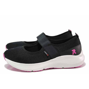 Черни анатомични дамски обувки с равна подметка, текстилна материя - всекидневни обувки за пролетта и лятото N 100019877