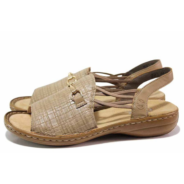 Бежови дамски сандали, здрава еко-кожа - ежедневни обувки за лятото N 100019876