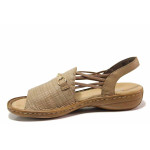 Бежови дамски сандали, здрава еко-кожа - ежедневни обувки за лятото N 100019876