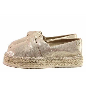 Бежови анатомични дамски обувки с равна подметка, текстилна материя - ежедневни обувки за пролетта и лятото N 100019885