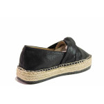Черни анатомични дамски обувки с равна подметка, текстилна материя - всекидневни обувки за пролетта и лятото N 100019886