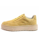 Жълти дамски обувки с равна подметка, естествен велур - всекидневни обувки за пролетта и лятото N 100019888