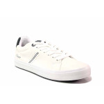 Бели анатомични мъжки спортни обувки, здрава еко-кожа - спортни кецове за пролетта и лятото N 100019891