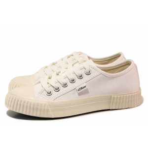 Бели анатомични спортни дамски обувки, текстилна материя - спортни кецове за пролетта и лятото N 100019903