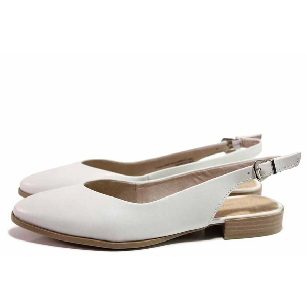 Бели анатомични дамски обувки с равна подметка, естествена кожа - всекидневни обувки за пролетта и лятото N 100019904