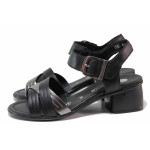 Черни анатомични дамски сандали, естествена кожа - всекидневни обувки за лятото N 100019909