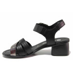 Черни анатомични дамски сандали, естествена кожа - всекидневни обувки за лятото N 100019909