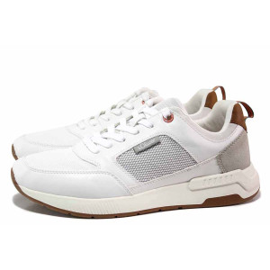 Бели анатомични мъжки обувки, еко-кожа и текстилна материя - всекидневни обувки за пролетта и лятото N 100019913