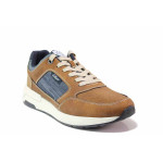 Кафяви анатомични мъжки спортни обувки, еко-кожа и текстилна материя - ежедневни обувки за пролетта и лятото N 100019914