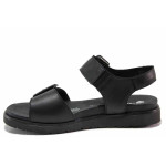 Черни анатомични дамски сандали, естествена кожа - ежедневни обувки за лятото N 100019937