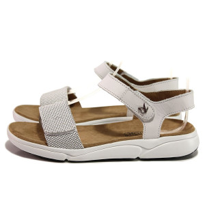 Бели дамски сандали, естествена кожа - всекидневни обувки за лятото N 100019941