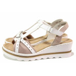 Розови дамски сандали, еко-кожа и текстилна материя - всекидневни обувки за лятото N 100019950