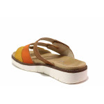 Кафяви анатомични дамски чехли, здрава еко-кожа - всекидневни обувки за лятото N 100019952