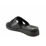 Черни анатомични дамски чехли, естествена кожа и еко-кожа - ежедневни обувки за лятото N 100019953