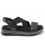Черни анатомични дамски сандали, естествена кожа - всекидневни обувки за лятото N 100019954