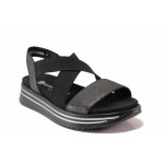 Черни анатомични дамски сандали, естествена кожа - всекидневни обувки за лятото N 100019954