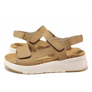 Бежови анатомични дамски сандали, естествена кожа - ежедневни обувки за лятото N 100019955