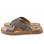 Кафяви мъжки чехли, еко-кожа и текстилна материя - всекидневни обувки за лятото N 100019959