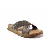 Кафяви мъжки чехли, еко-кожа и текстилна материя - всекидневни обувки за лятото N 100019959