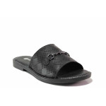 Черни анатомични дамски чехли, естествена кожа - ежедневни обувки за лятото N 100019961