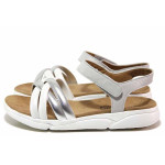 Светлосиви дамски сандали, естествен велур - ежедневни обувки за лятото N 100020063